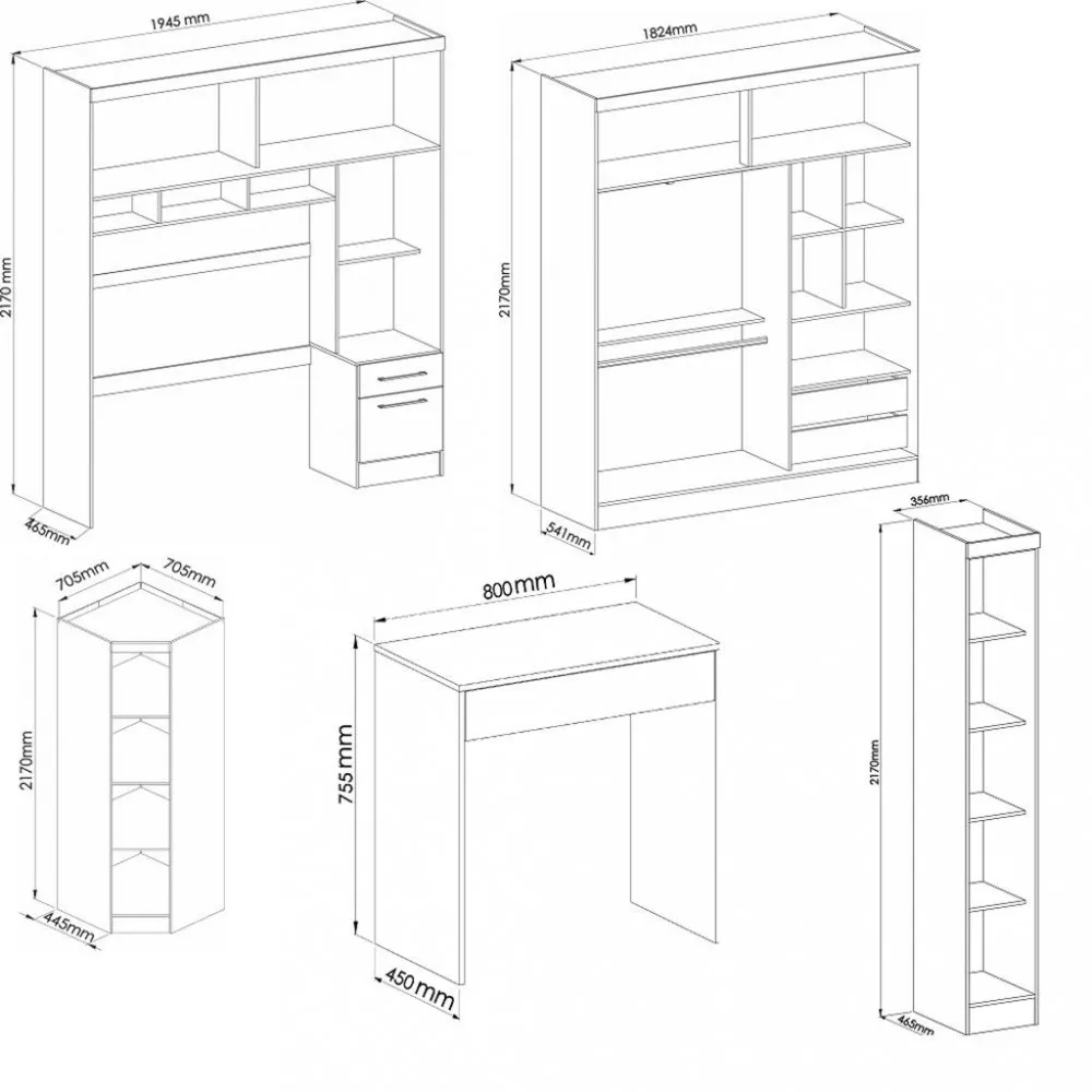 Dormitório Modulado Casal 7 Portas Classic Móveis Castro