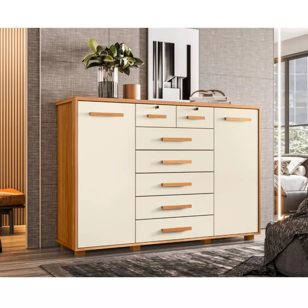 Cômoda 7 Gavetas 2 Portas com Pés Fontana Albatroz