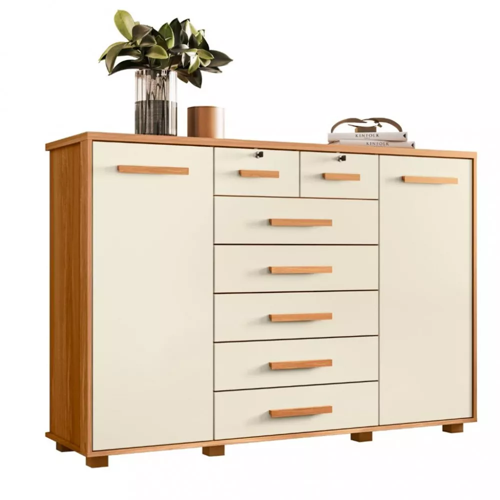 Cômoda 7 Gavetas 2 Portas com Pés Fontana Albatroz