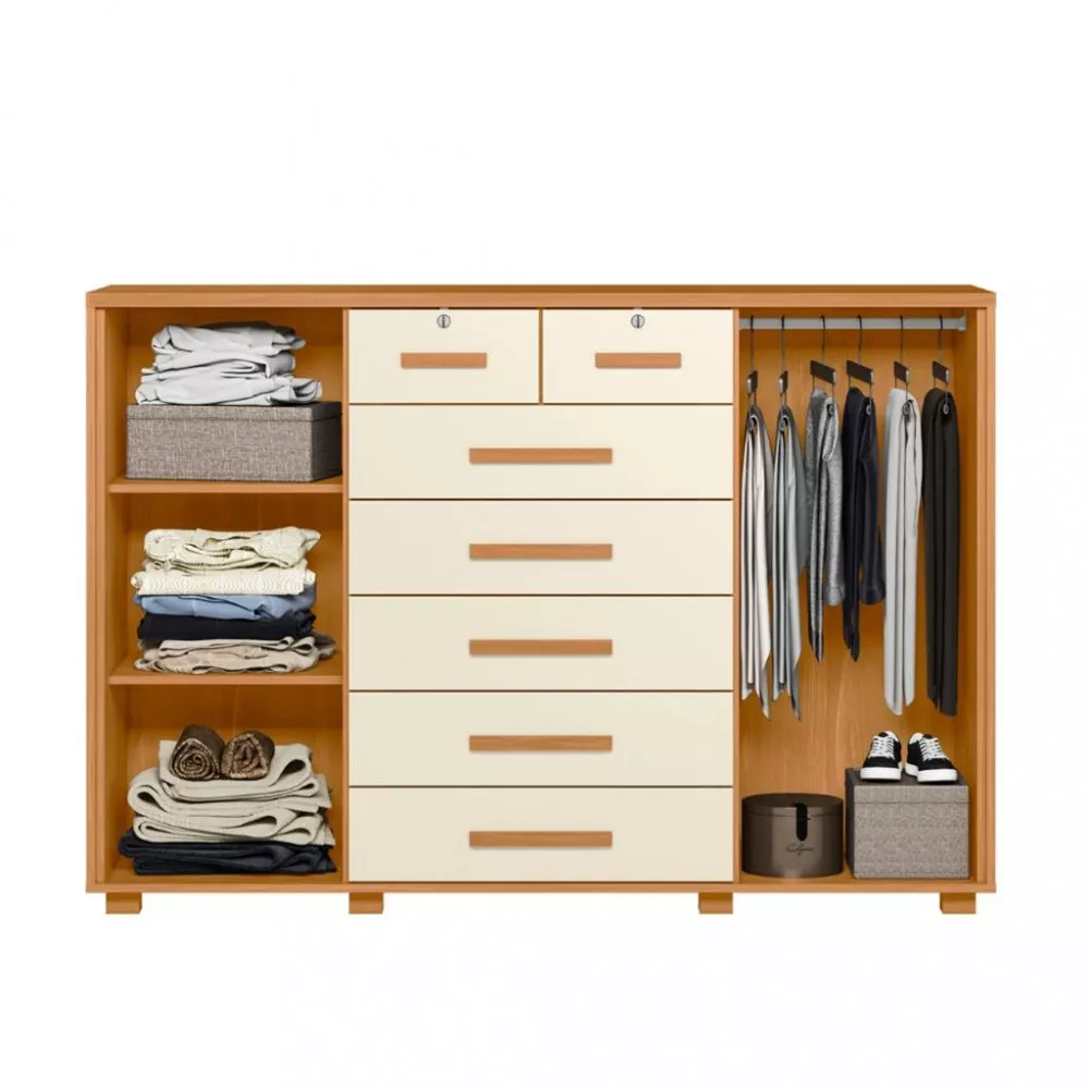 Cômoda 7 Gavetas 2 Portas com Pés Fontana Albatroz