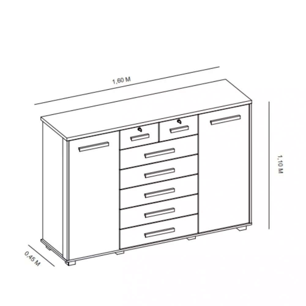 Cômoda 7 Gavetas 2 Portas com Pés Fontana Albatroz