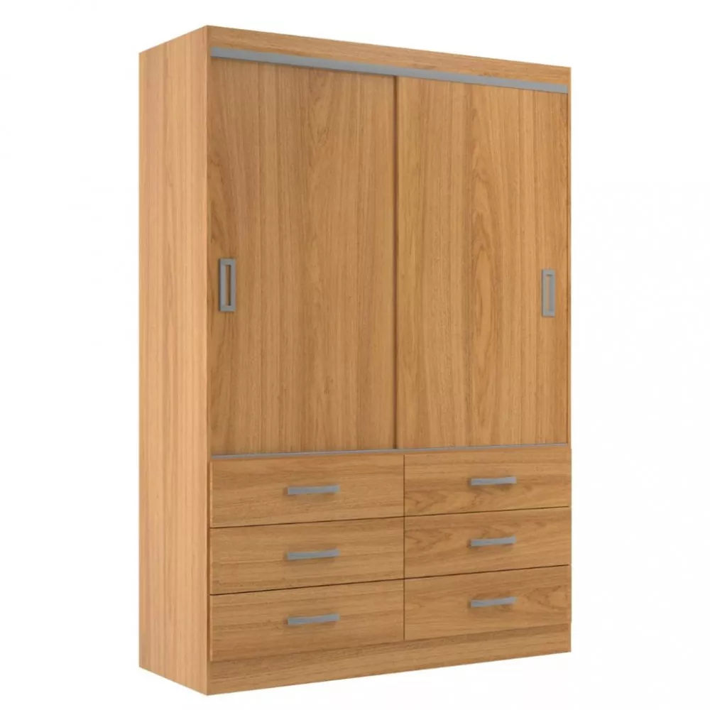 Guarda Roupa Solteiro 2 Portas de Correr 6 Gavetas Veneza Evidencia