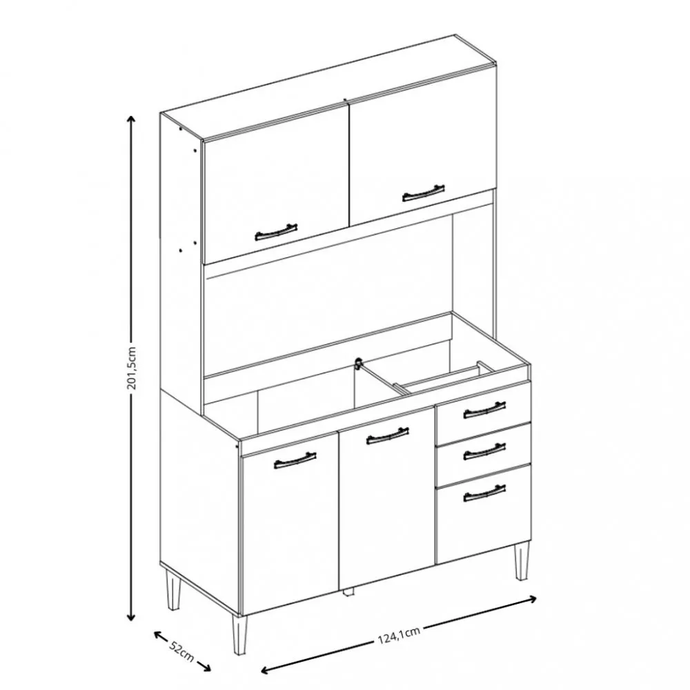 Cozinha Compacta 5 Portas 2 Gavetas Kamily Aramóveis