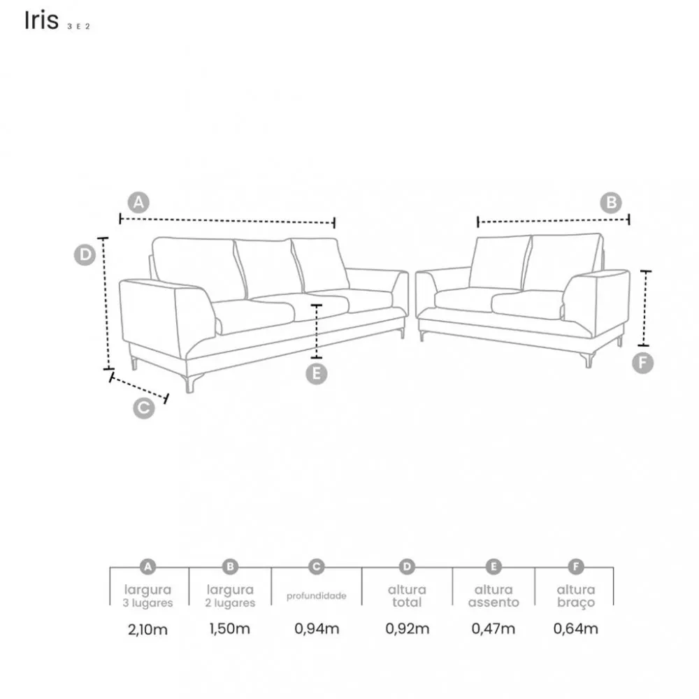 Conjunto Sofá 3 e 2 Lugares Boucle Iris Takei