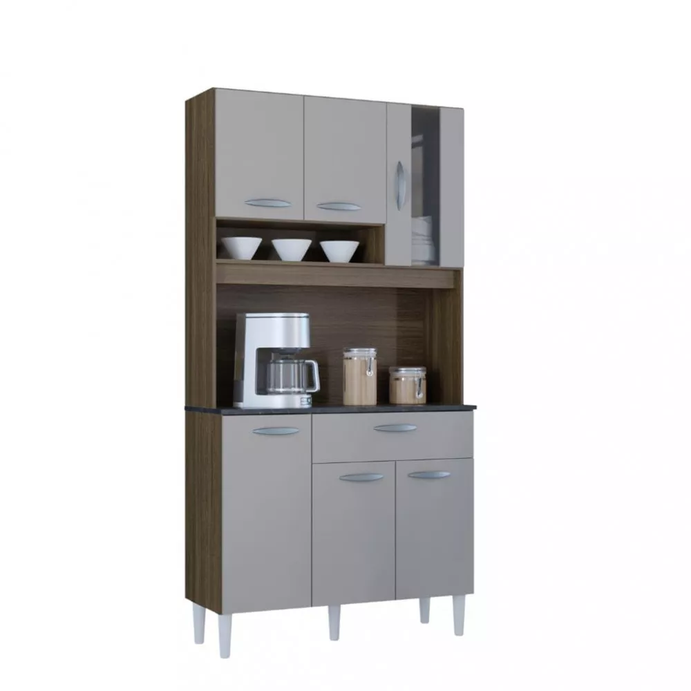 Cozinha Compacta 6 Portas 1 Gaveta Coral Poquema