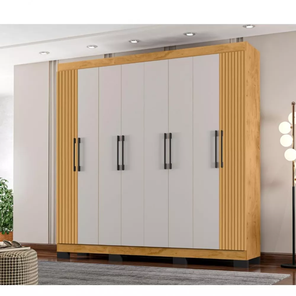 Image 0 of 4 of Guarda Roupa Casal Com Pés 8 Portas 4 Gavetas B234818-3 Araplac