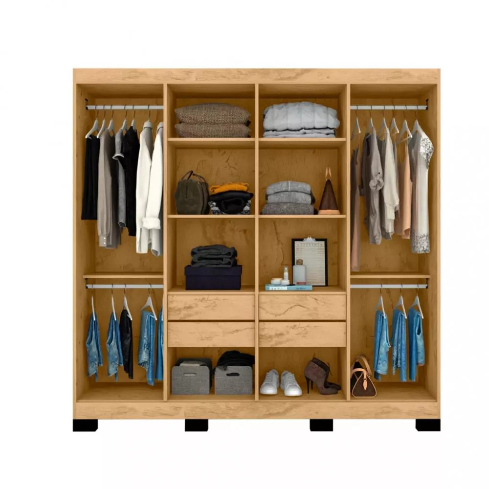Image 2 of 4 of Guarda Roupa Casal Com Pés 8 Portas 4 Gavetas B234818-3 Araplac