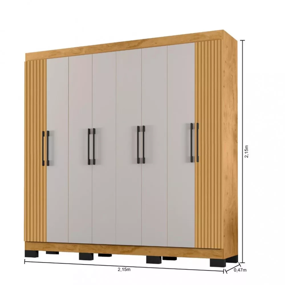Image 3 of 4 of Guarda Roupa Casal Com Pés 8 Portas 4 Gavetas B234818-3 Araplac