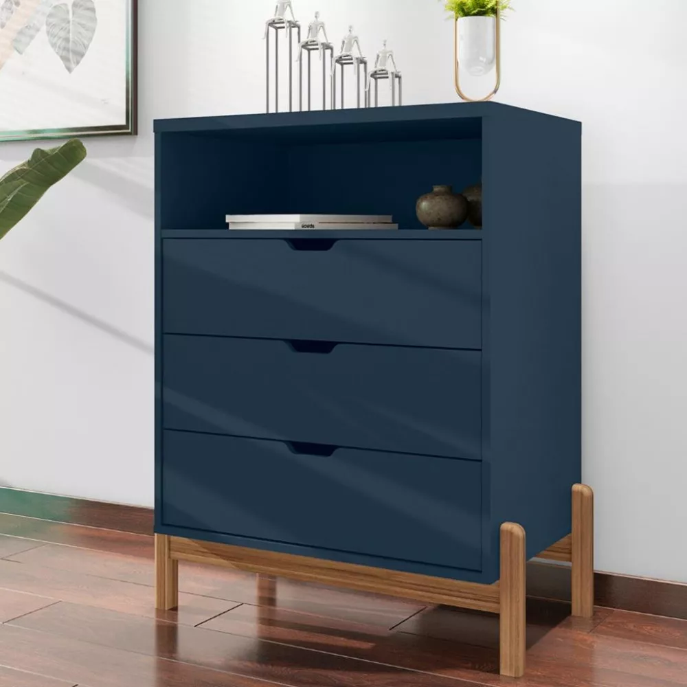 Cômoda 3 Gavetas com Pés de Madeira Antares Casa D
