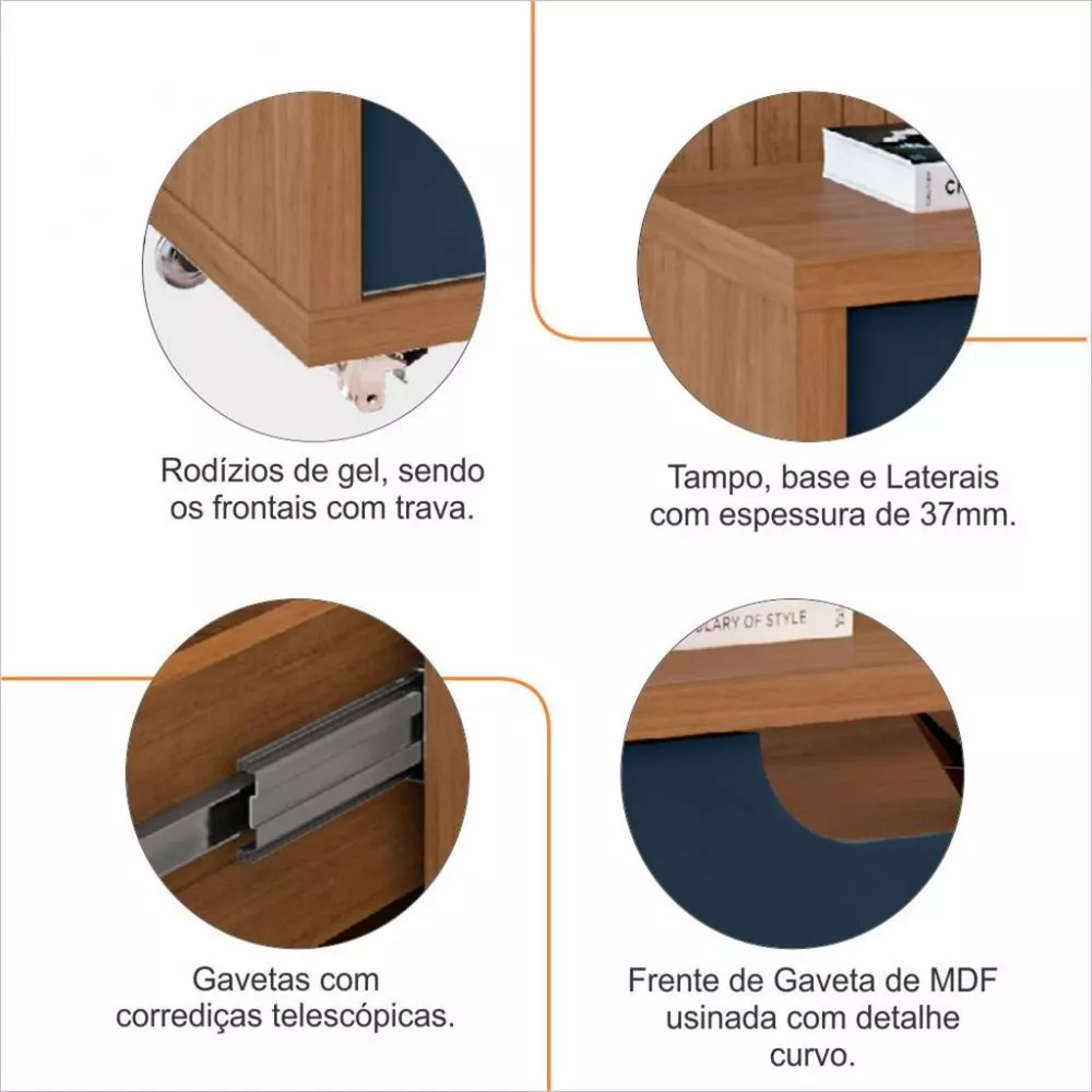 Rack para TV Até 60 Polegadas 2 Portas 1 Gaveta Jersey Casa D