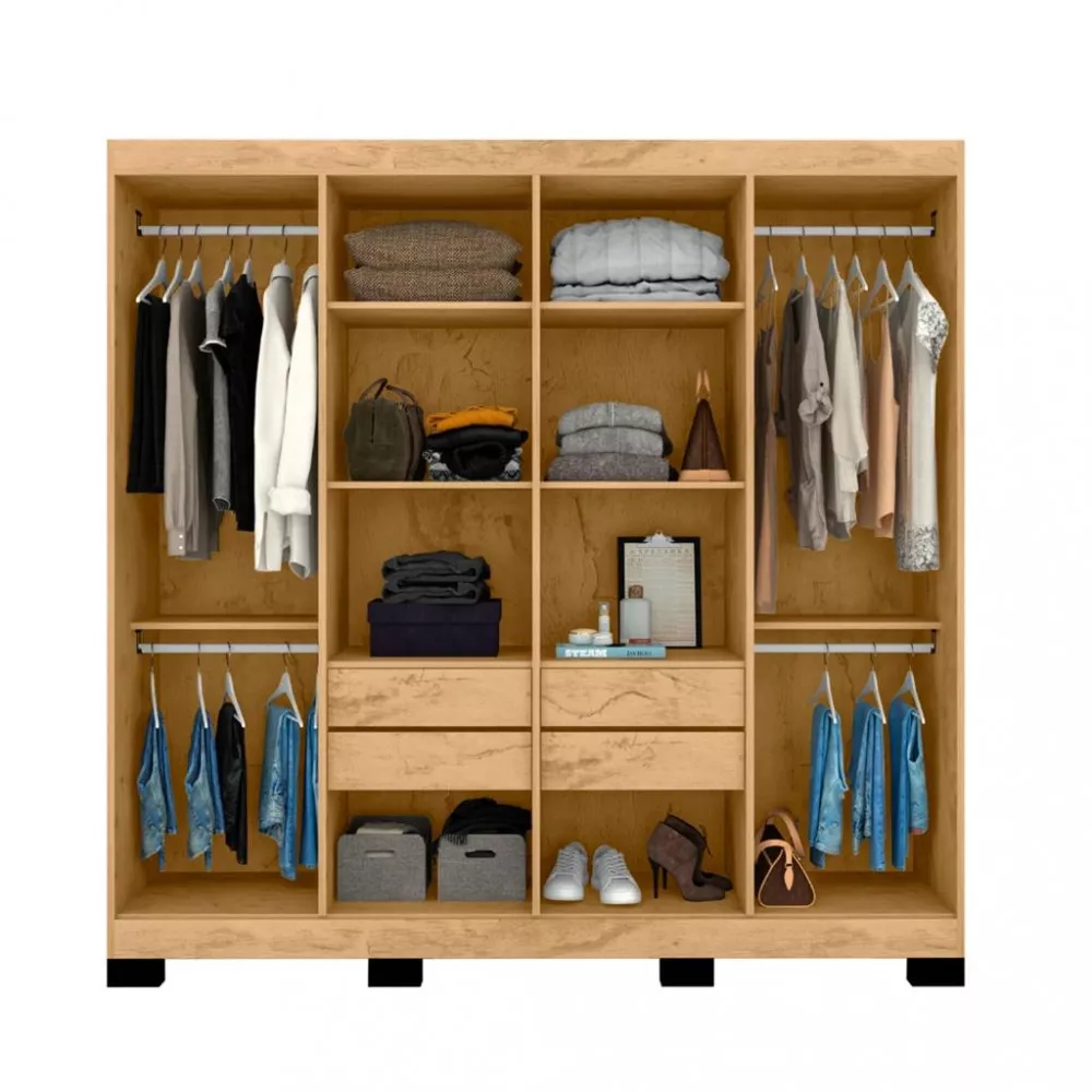Guarda Roupa Casal Com Pés 8 Portas 4 Gavetas B234818-3 Araplac