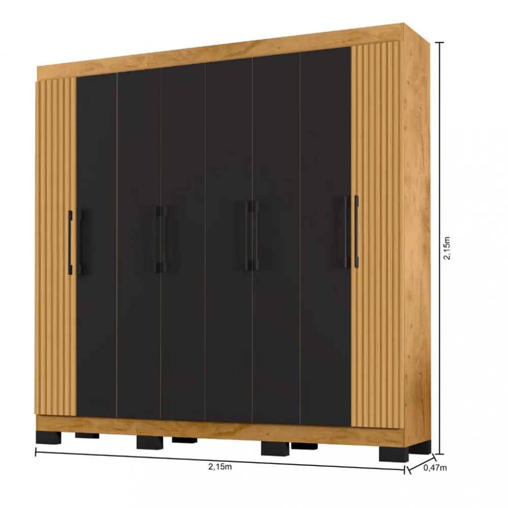 Guarda Roupa Casal Com Pés 8 Portas 4 Gavetas B234818-3 Araplac