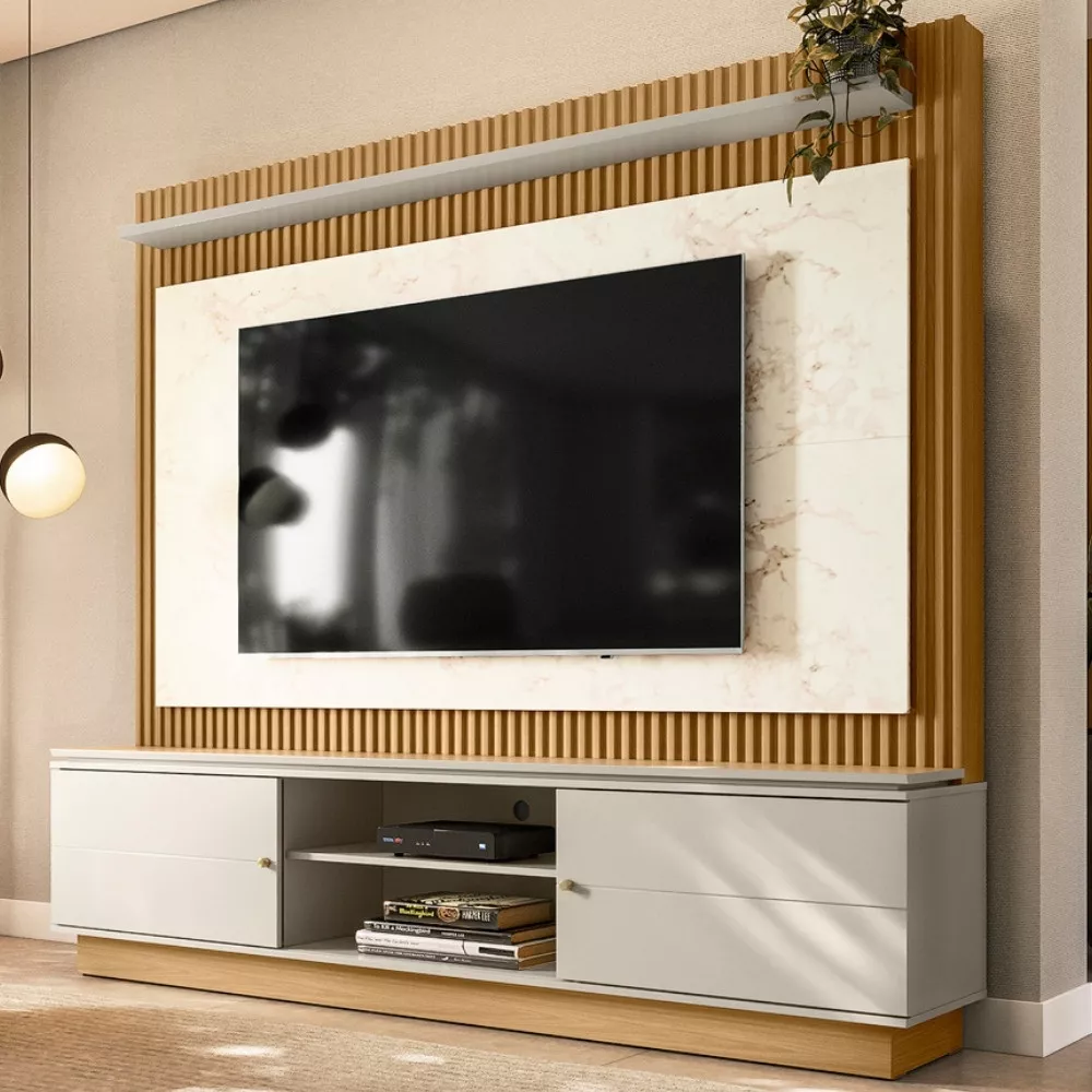 Estante Home Ripada para TV até 75 Polegadas Flex 2 Portas de Correr Guararapes Linea Brasil