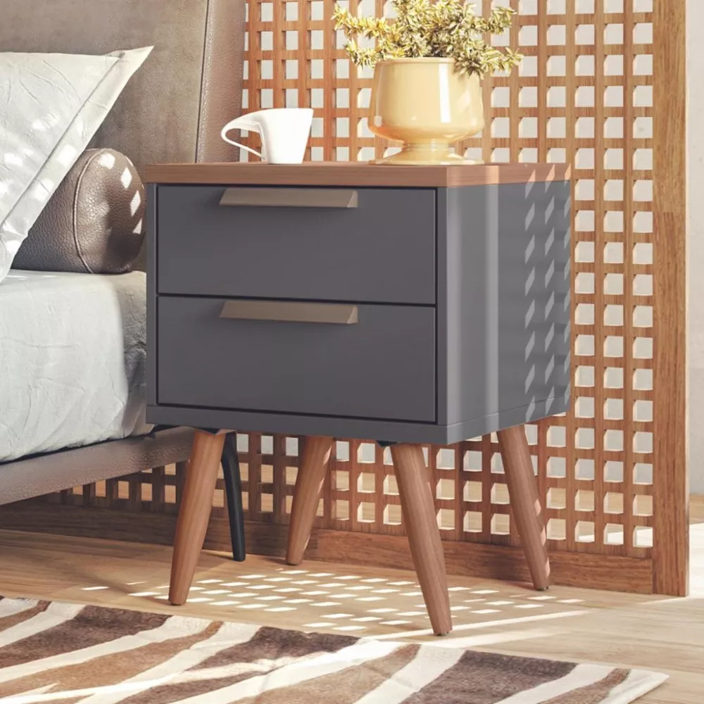Mesa de cabeceira 2 Gavetas New Conect Santos Andira