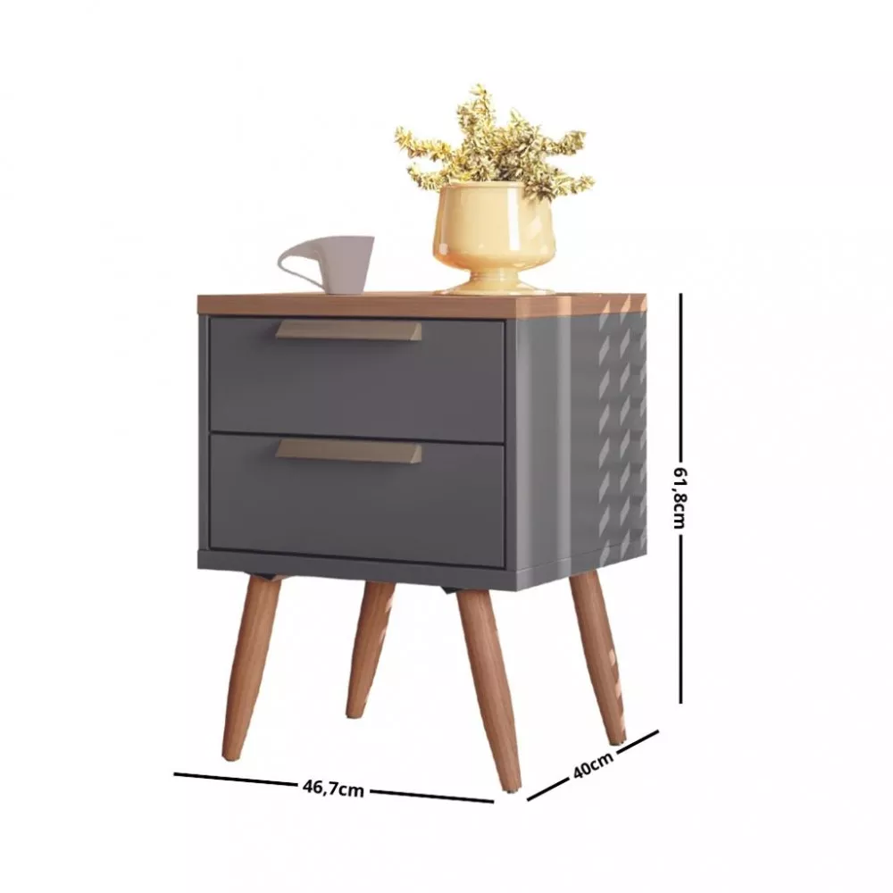 Mesa de cabeceira 2 Gavetas New Conect Santos Andira