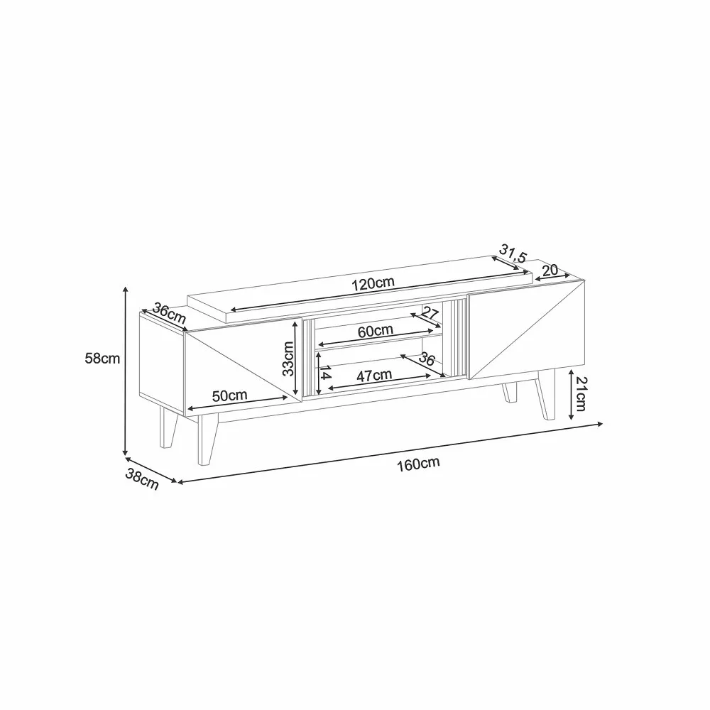 Rack para TV até 60 Polegadas 2 Portas Lift 1.6 HB Móveis