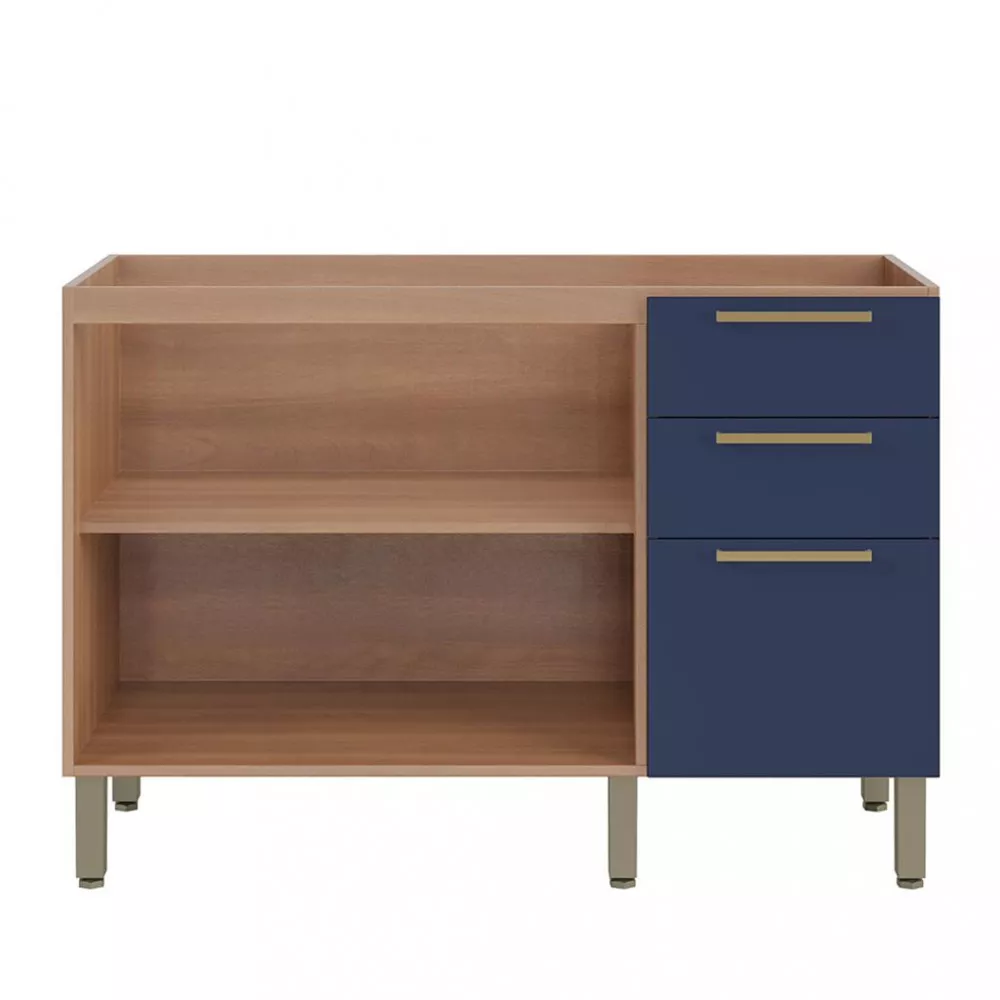 Balcão 2 Portas 3 Gavetas Sem Tampo 120cm Sálvia Telasul