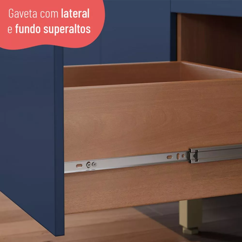 Balcão 2 Portas 3 Gavetas Sem Tampo 120cm Sálvia Telasul