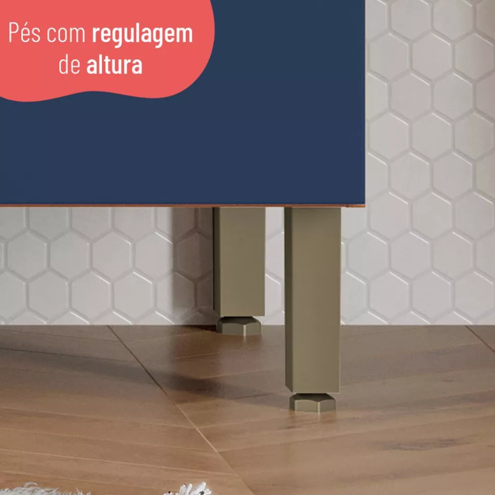 Balcão 2 Portas 3 Gavetas Sem Tampo 120cm Sálvia Telasul