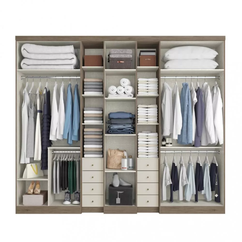 Guarda Roupa Casal com Espelho 7 Portas 8 Gavetas Absolut Glass THB