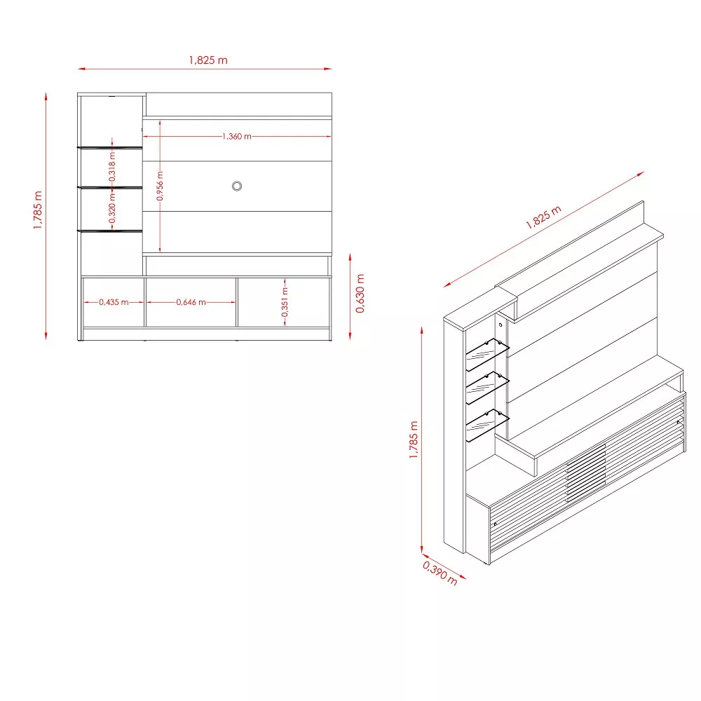 Estante Home para TV até 55 Polegadas LED  2 Portas Frizz Prime Madetec