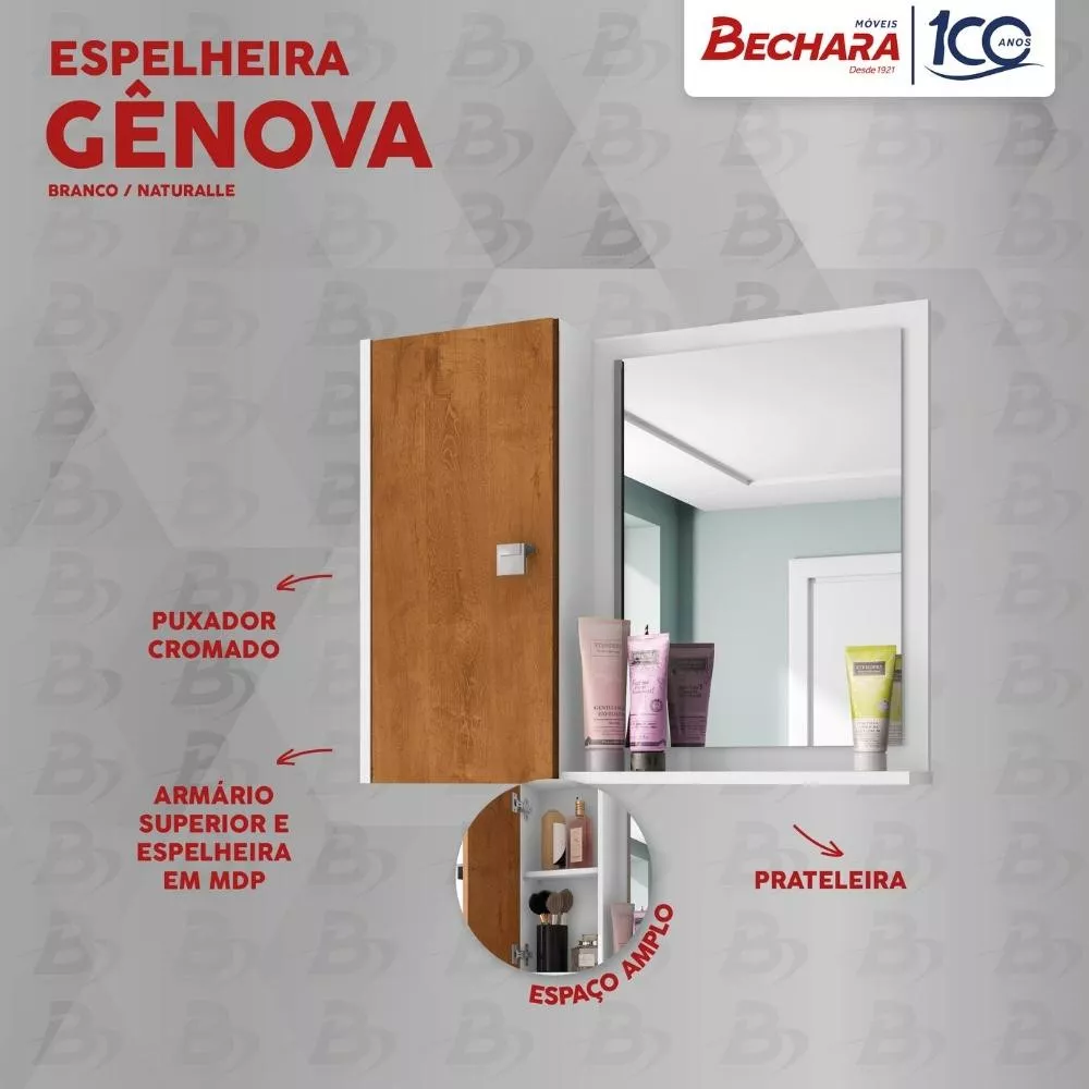 Armário Espelheira 1 Porta Gênova Bechara