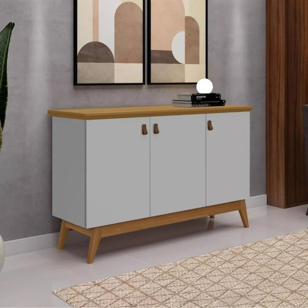 Aparador Buffet 3 Portas com Pés de Madeira Absolut JeA Móveis