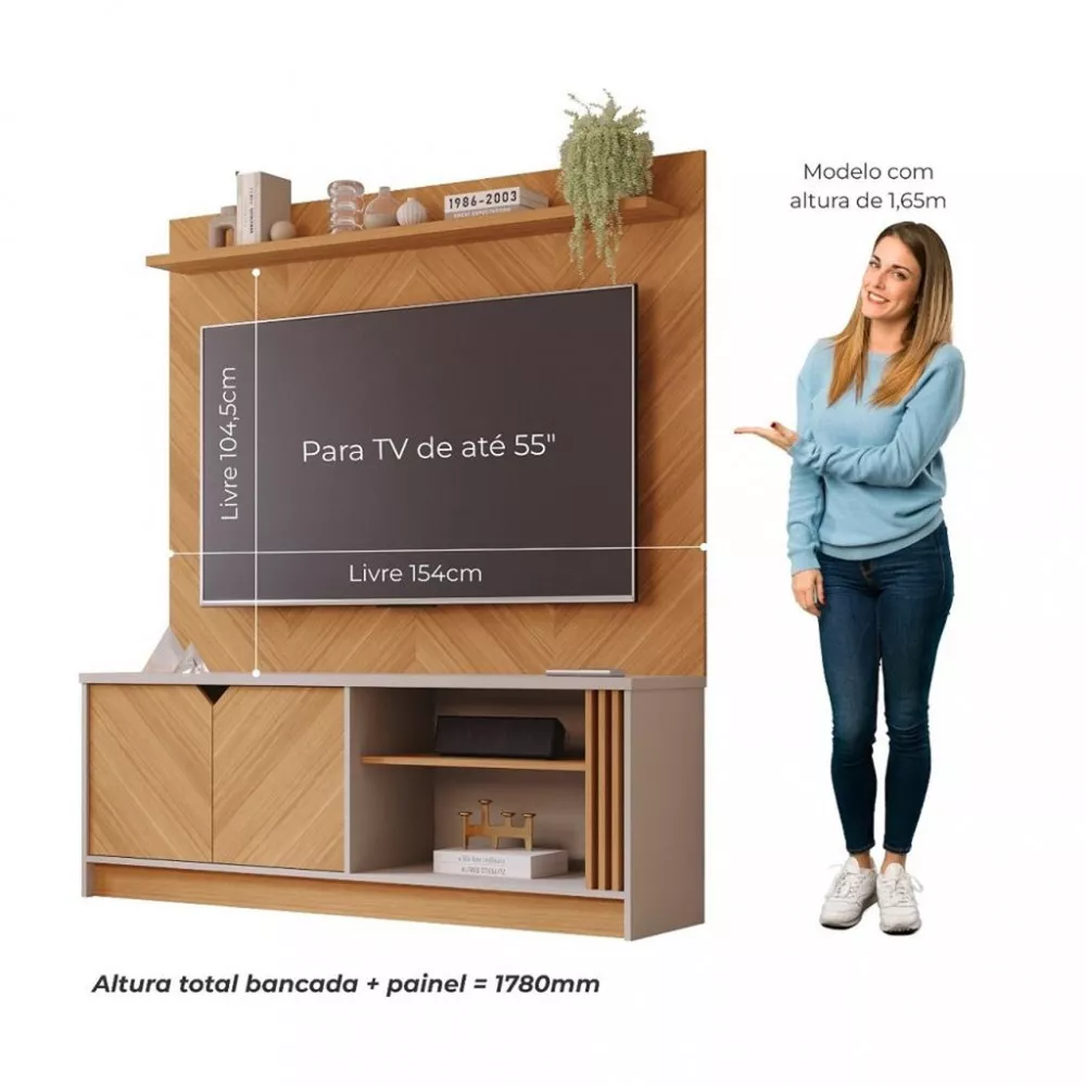 Estante Home para TV 55 Polegadas 2 Portas Volpi Permobili