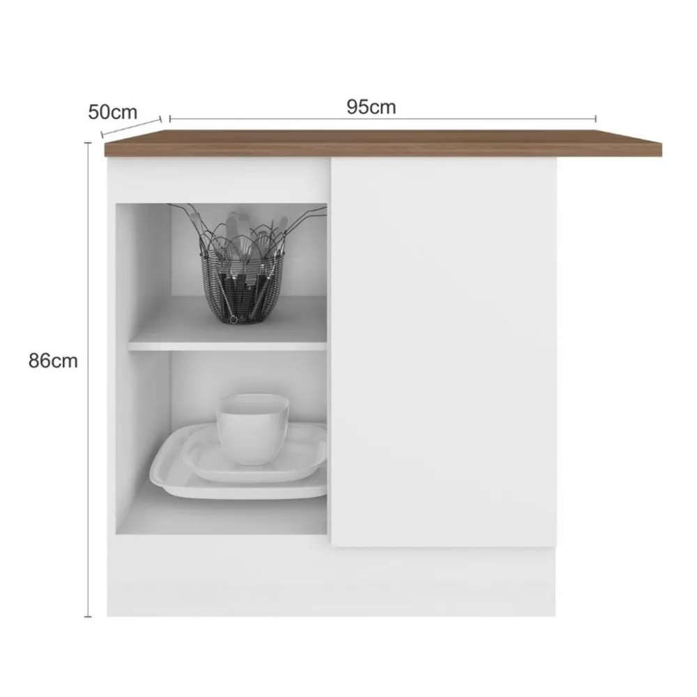 Balcão Canto Reto 1 Porta Unna Poliman