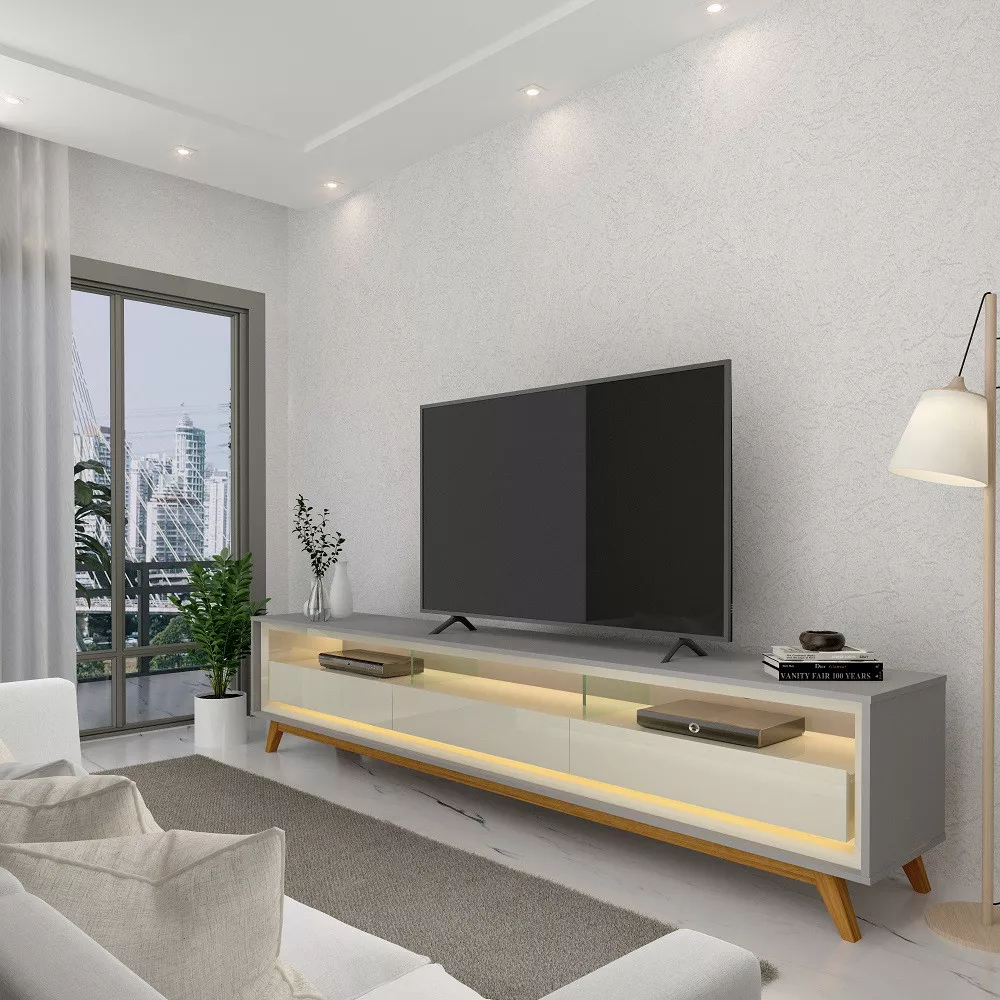 Rack para Tv até 75 Polegadas 3 Gavetas Led Rodizios Requinte Gelius