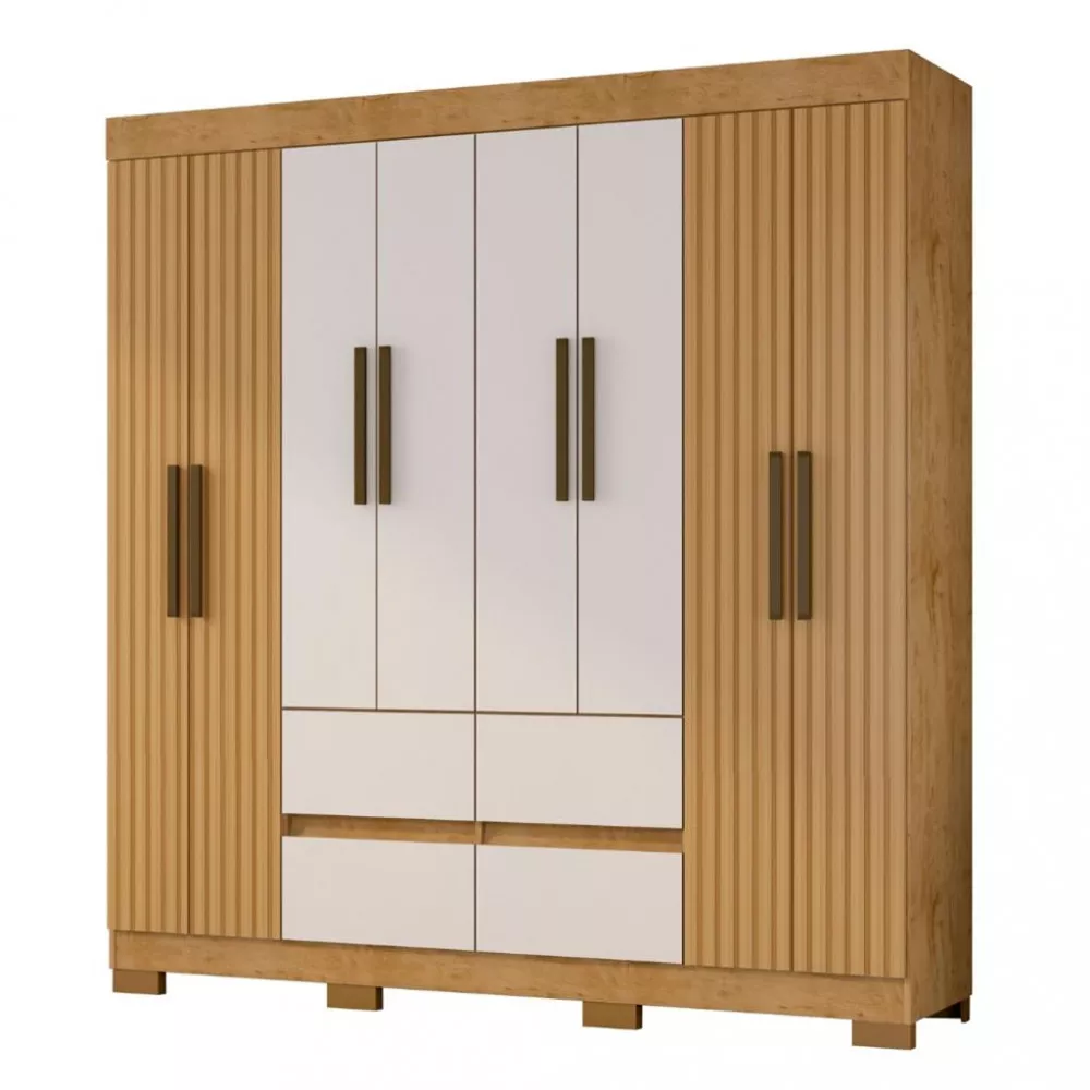 Image 1 of 4 of Guarda Roupa Casal 8 Portas 4 Gavetas Pintura Ripada B24084 Araplac