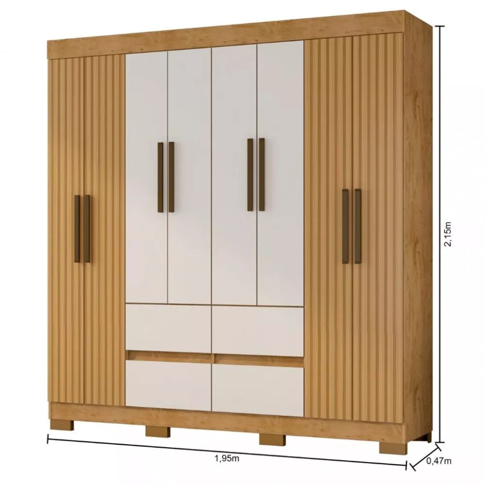 Image 3 of 4 of Guarda Roupa Casal 8 Portas 4 Gavetas Pintura Ripada B24084 Araplac