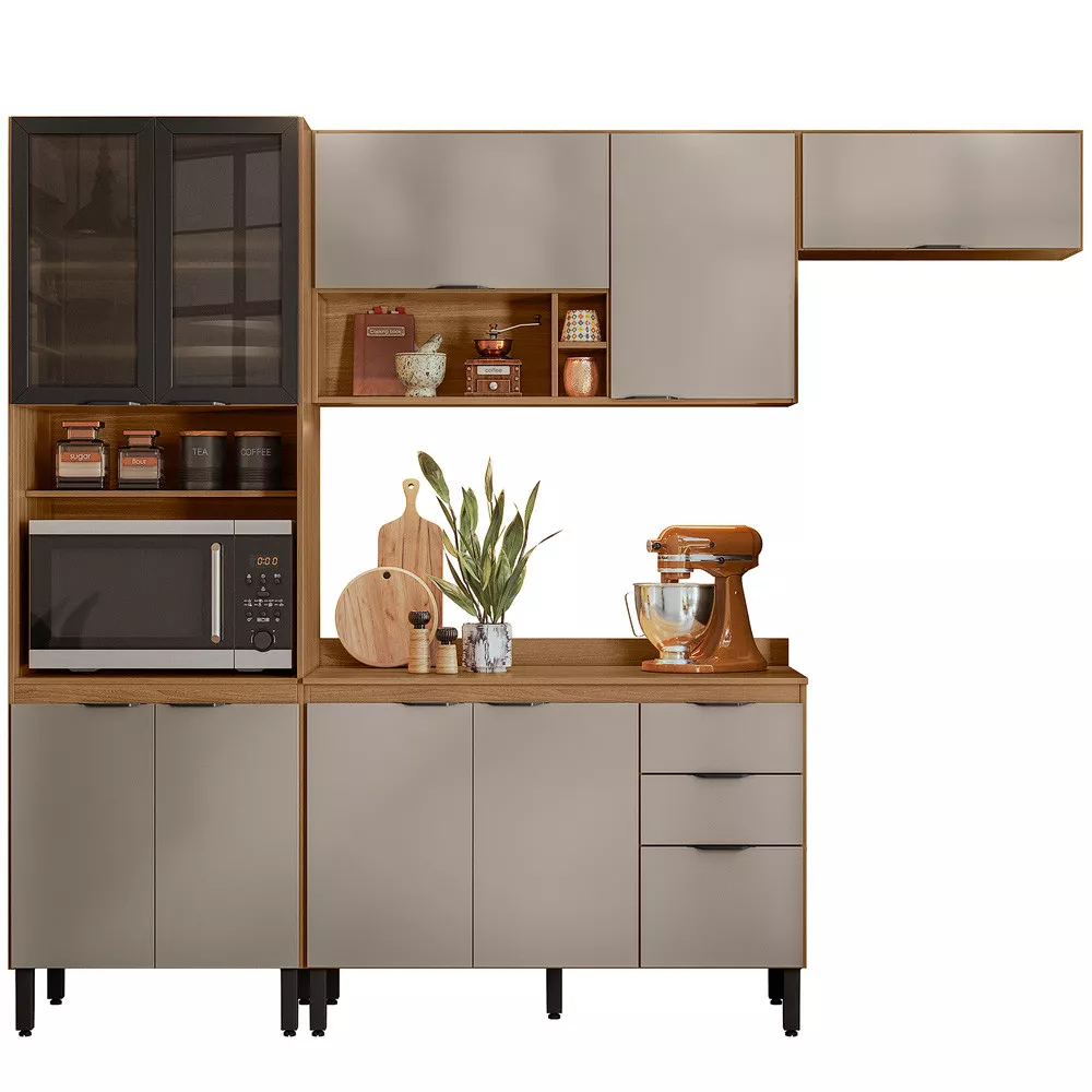 Cozinha Modulada 4 Peças com Tampo e Vidro FL0006 Firenza Demobile