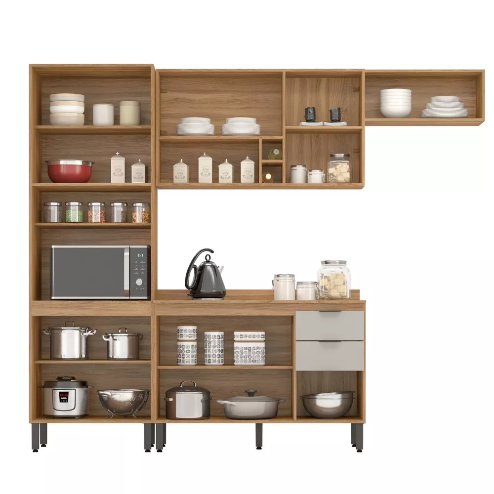 Cozinha Modulada 4 Peças com Tampo e Vidro FL0006 Firenza Demobile