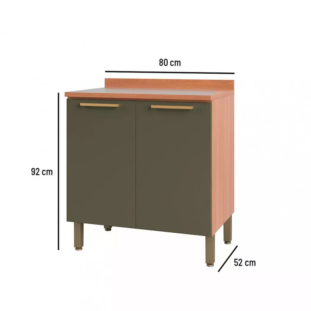 Balcão 2 Portas 80cm com Tampo Sálvia Telasul