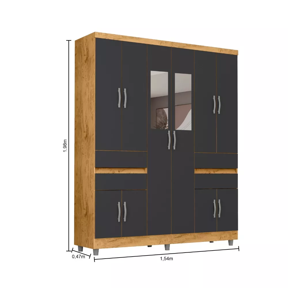 Guarda Roupa Casal com Espelho 10 Portas 4 Gavetas 2230 Araplac