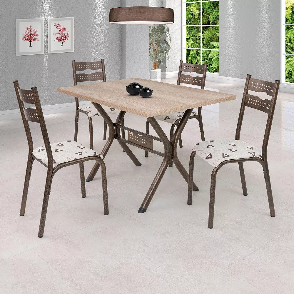 Conjunto Mesa Tampo BP TOK e 4 Cadeiras Luna Ciplafe