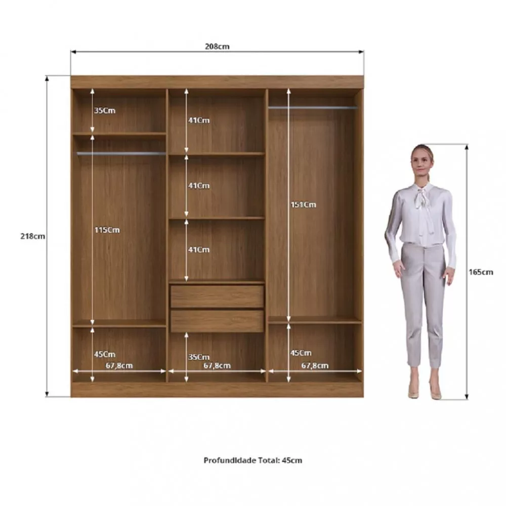 Image 3 of 4 of Guarda Roupa Casal 6 Portas 2 Gavetas Salvador Faimec