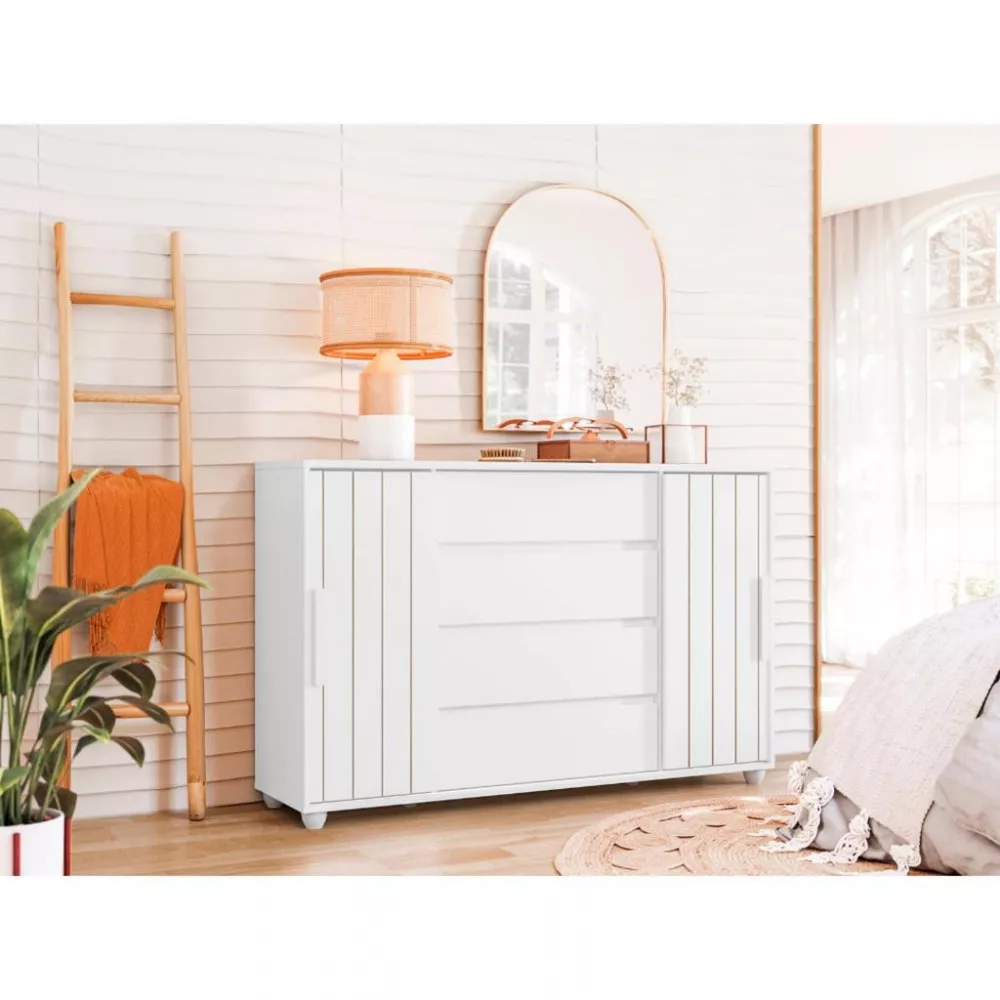 Cômoda Flex 4 Gavetas 2 Portas com Pés Evidenza Albatroz