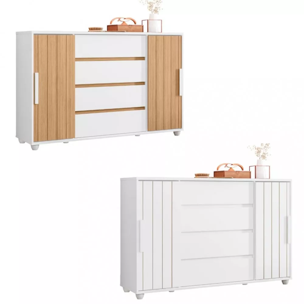 Cômoda Flex 4 Gavetas 2 Portas com Pés Evidenza Albatroz
