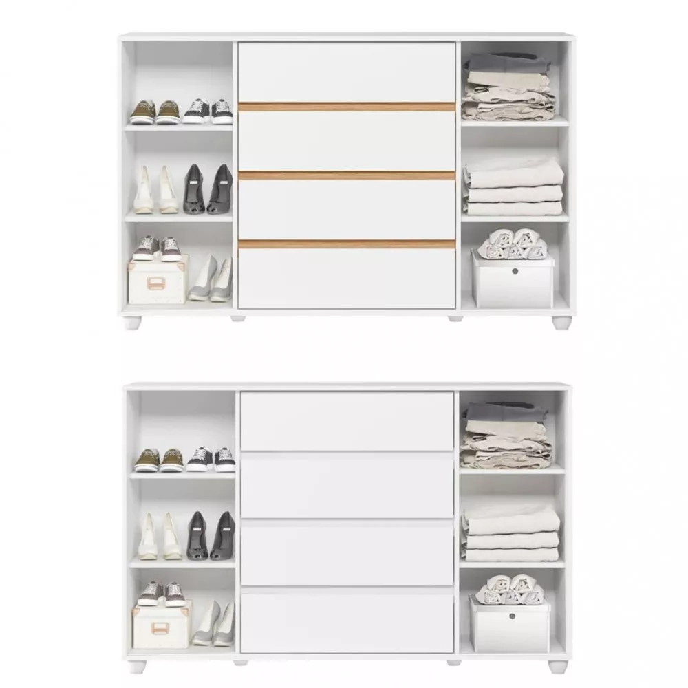 Cômoda Flex 4 Gavetas 2 Portas com Pés Evidenza Albatroz