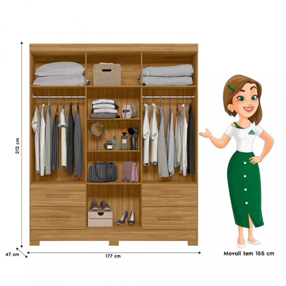 Guarda Roupa Casal 7 Portas 4 Gavetas Londres Moval