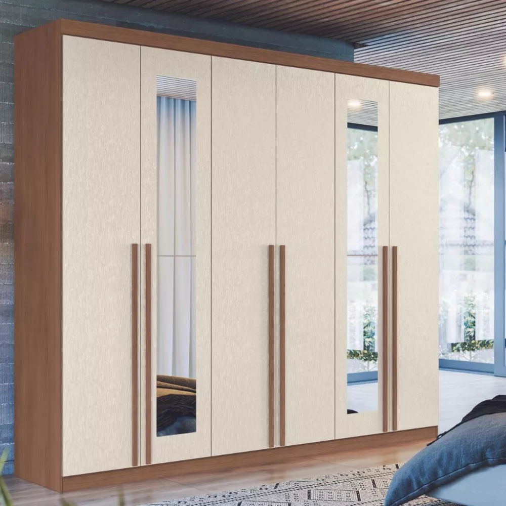 Guarda Roupa Casal Espelho 6 Portas 4 Gavetas Versalhes Santos Andira