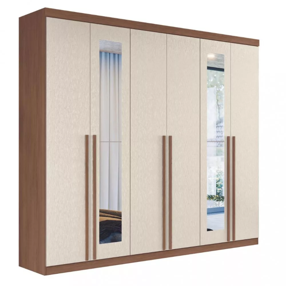 Guarda Roupa Casal Espelho 6 Portas 4 Gavetas Versalhes Santos Andira