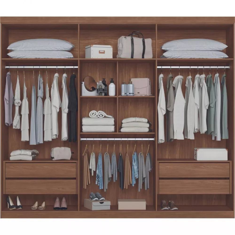Guarda Roupa Casal Espelho 6 Portas 4 Gavetas Versalhes Santos Andira