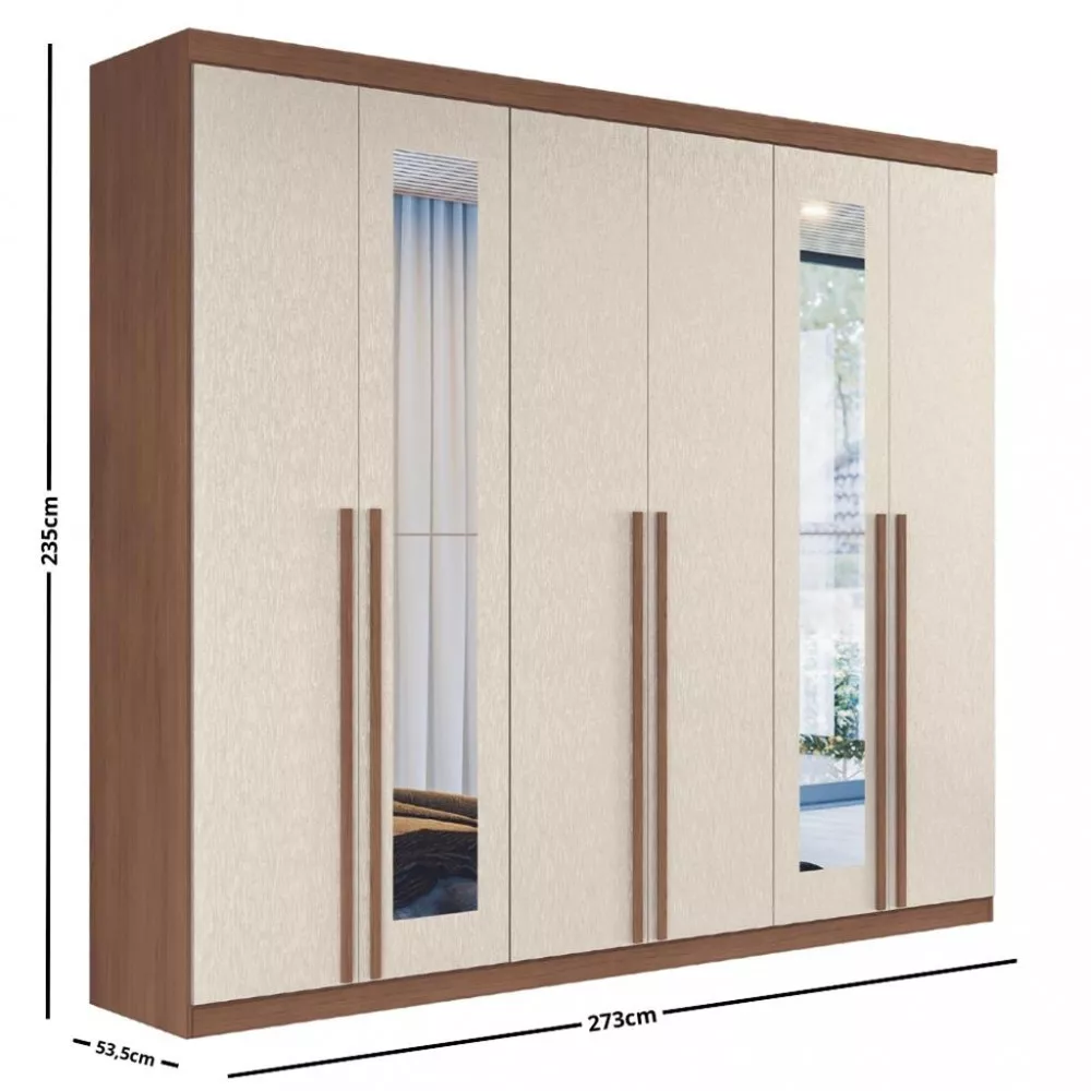 Guarda Roupa Casal Espelho 6 Portas 4 Gavetas Versalhes Santos Andira