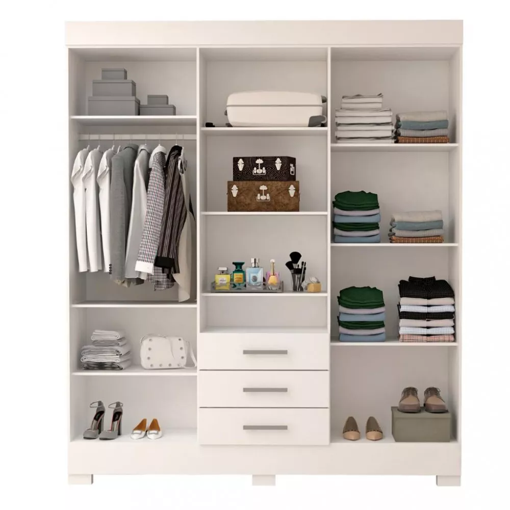 Guarda Roupa Casal 6 Portas 3 Gavetas Com Espelho Debora ACP