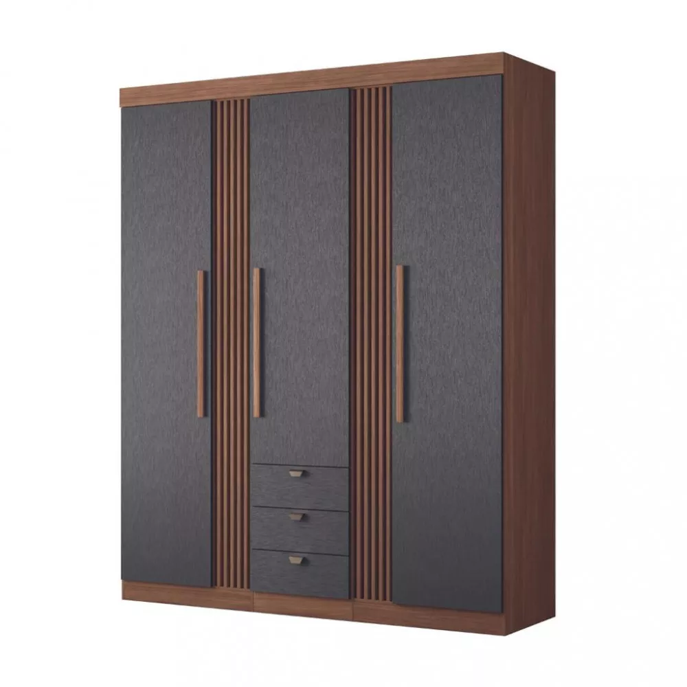 Guarda Roupa Solteiro Ripado 3 Portas 3 Gavetas Aurora Santos Andirá