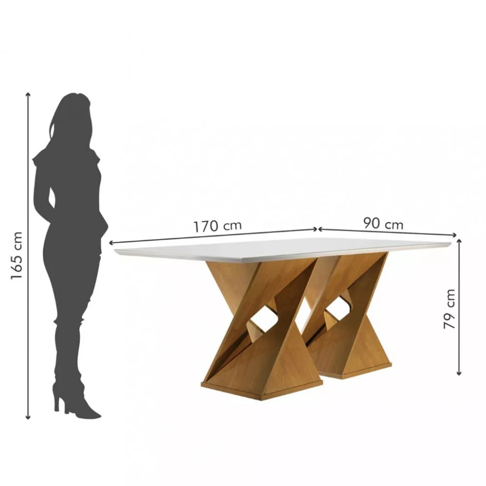 Conjunto Sala de Jantar Mesa 170cm e 6 Cadeiras Genova Cel Móveis