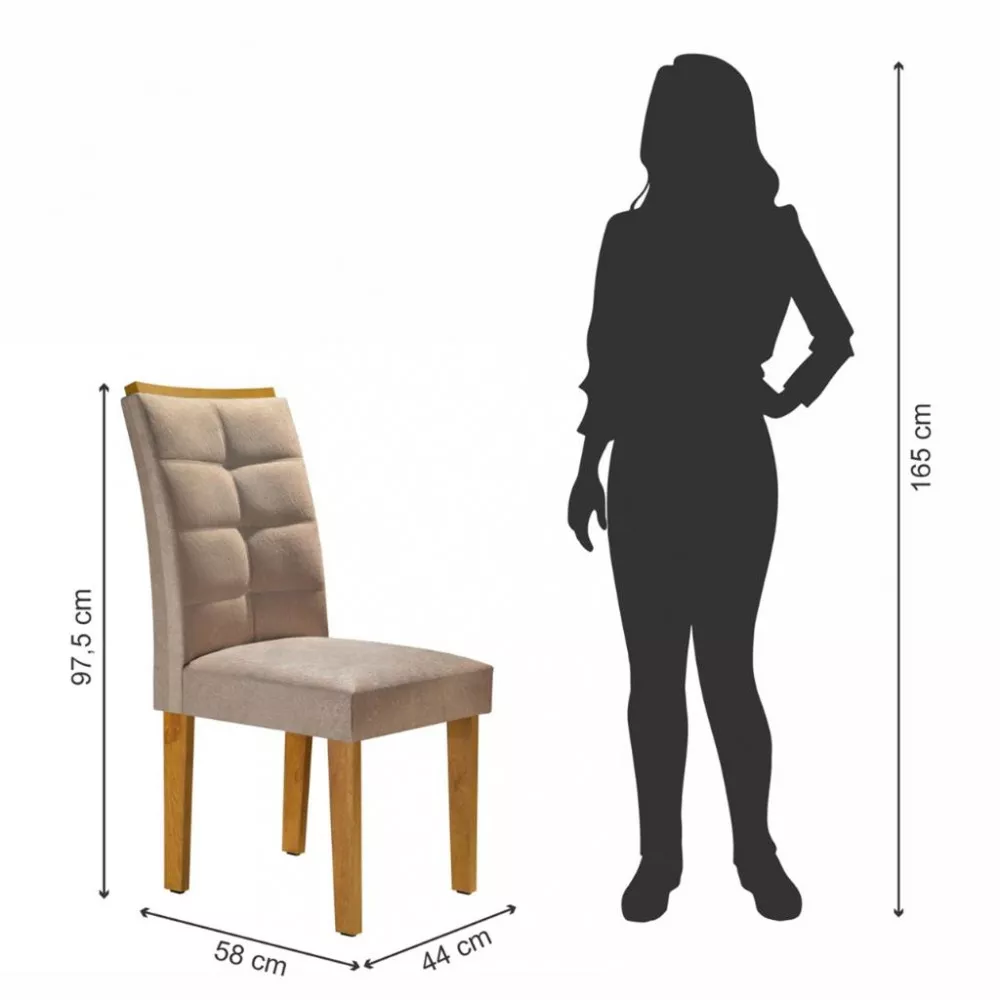 Conjunto Sala de Jantar Mesa 170cm e 6 Cadeiras Genova Cel Móveis